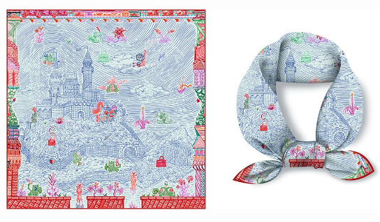 Silk Scarf, Castle, 53 x 53cm