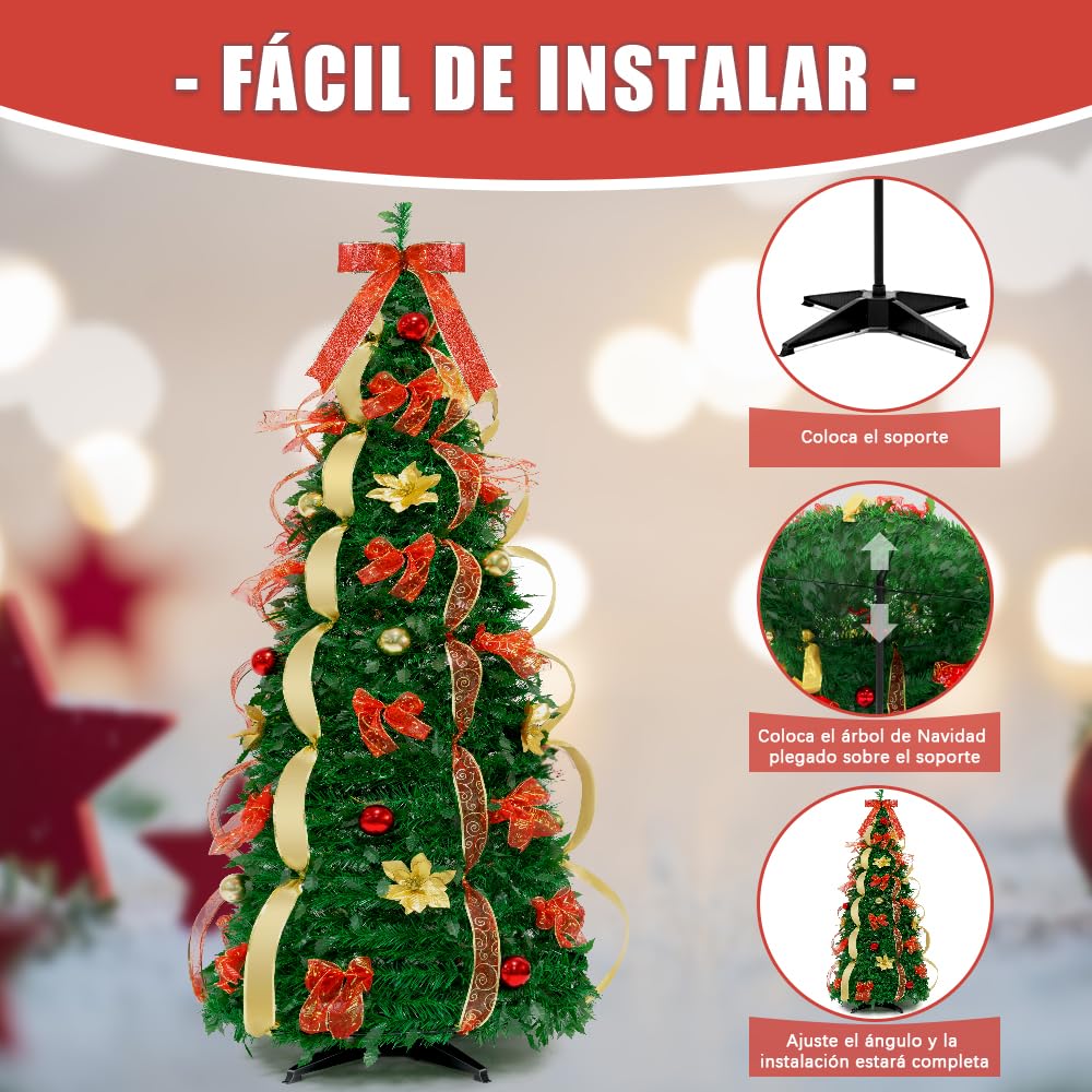 მარტივად ასაწყობი განათებული საშობაო ხე –ხელოვნური საშობაო ხე სათამაშოებით