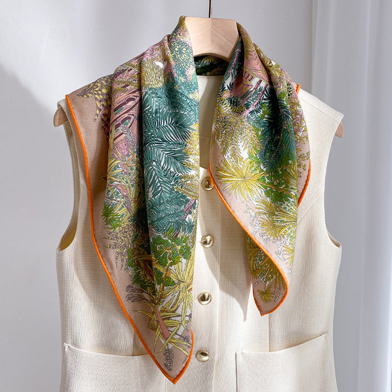 Silk Wool Blend Jacquard Square Scarf, 38 x 38cm
