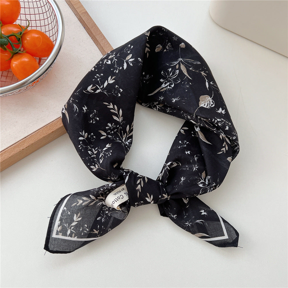 Bohemian Linen Square Scarves, Multi - Patterned Headwrap, 58 x 58cm