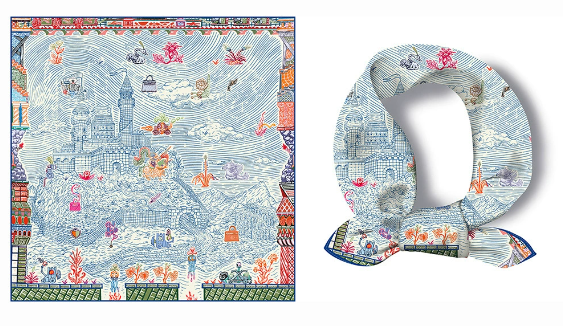 Silk Scarf, Castle, 53 x 53cm