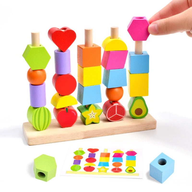 Wooden Bead Stringing Toy Set