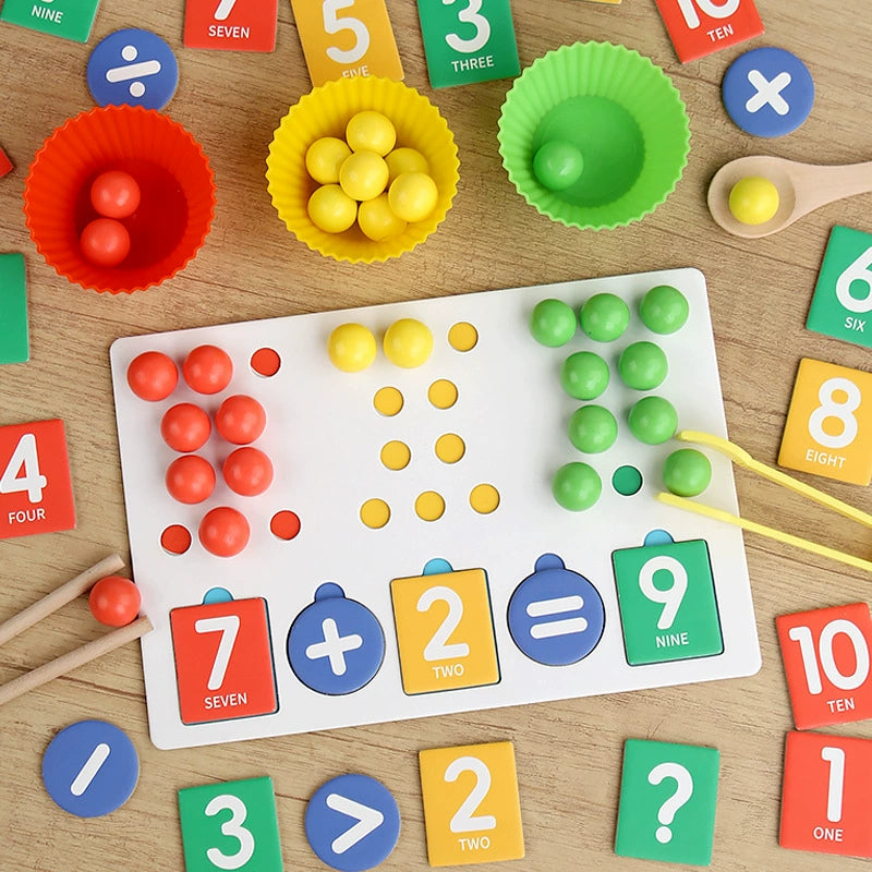 Wooden Clip - Bead Math Toy Set for Kids