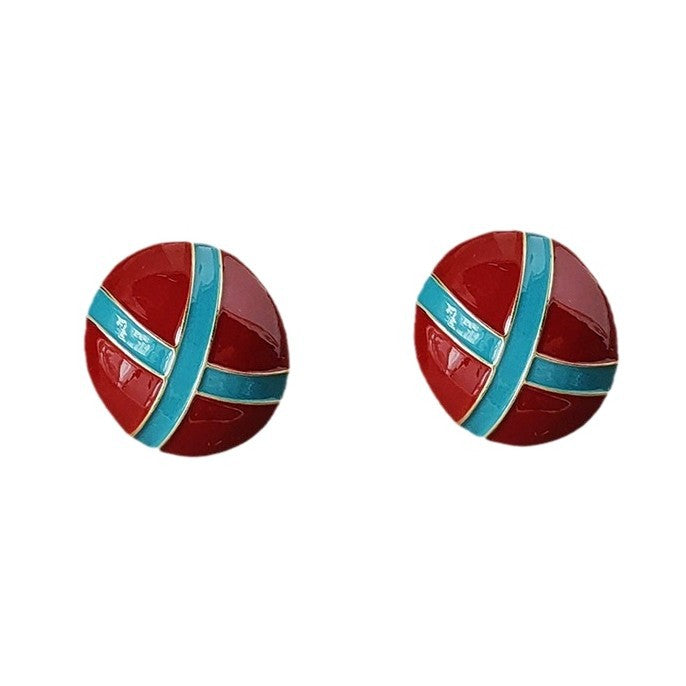 Red and Blue Ties 925 Silver Earrings