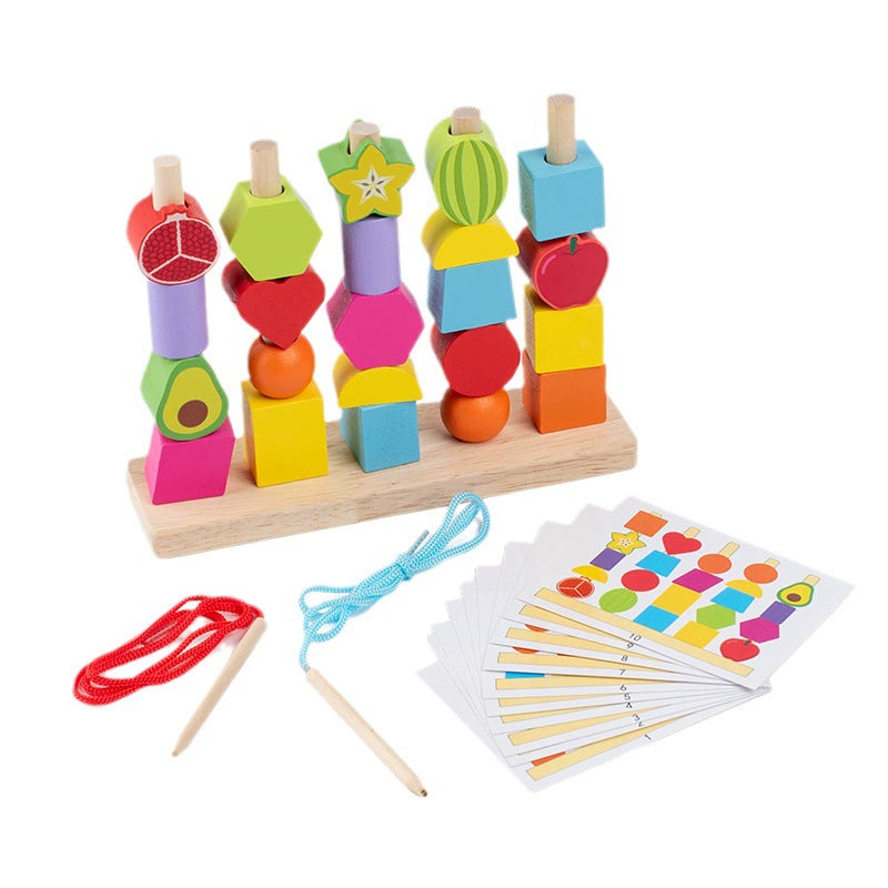 Wooden Bead Stringing Toy Set