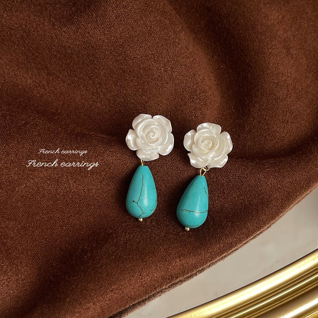 White Flower 925 Silver Earrings