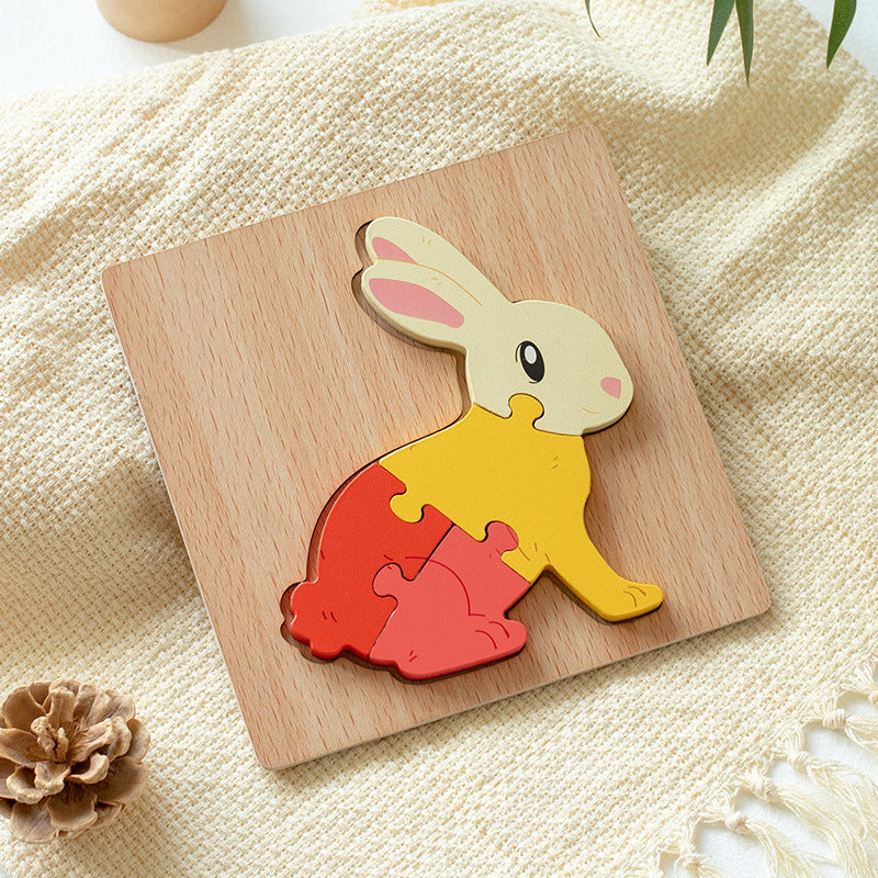 3D Wooden Animal and Traffic Pattern Puzzle Toy for Kids