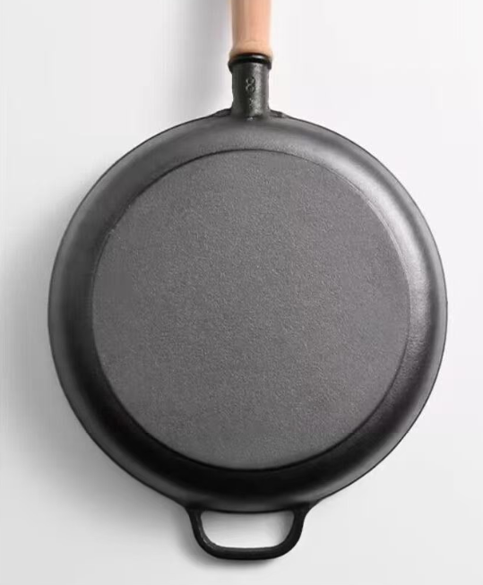 Cast Iron Non-stick Frying Pan, Flat Bottom Pan, 29cm